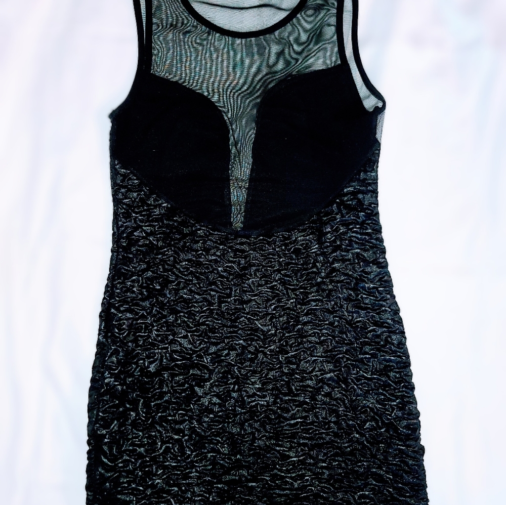 Sexy Open Mesh Back Black Party Dress  Lg - Picture 4 of 4